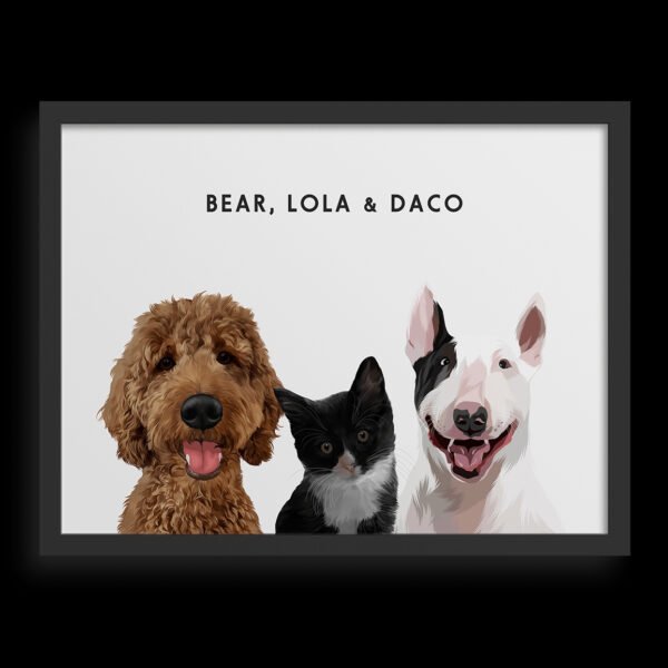 Custom Three Pet Portrait