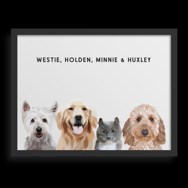 Custom Four Pet Portrait