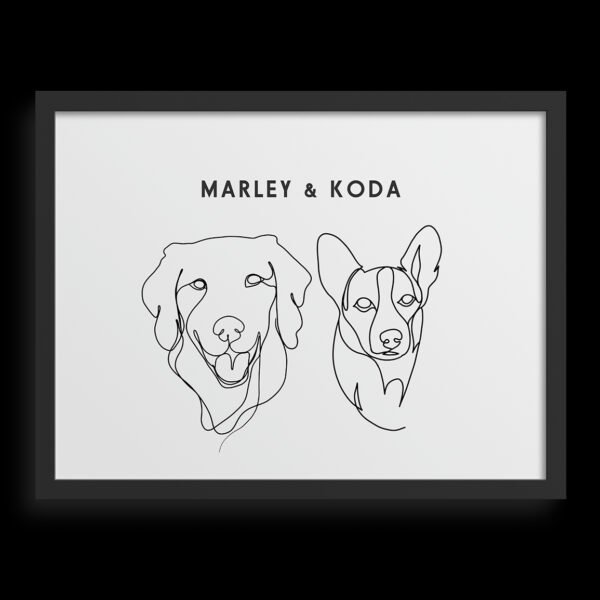 Custom Two Pet Line Drawing Portrait