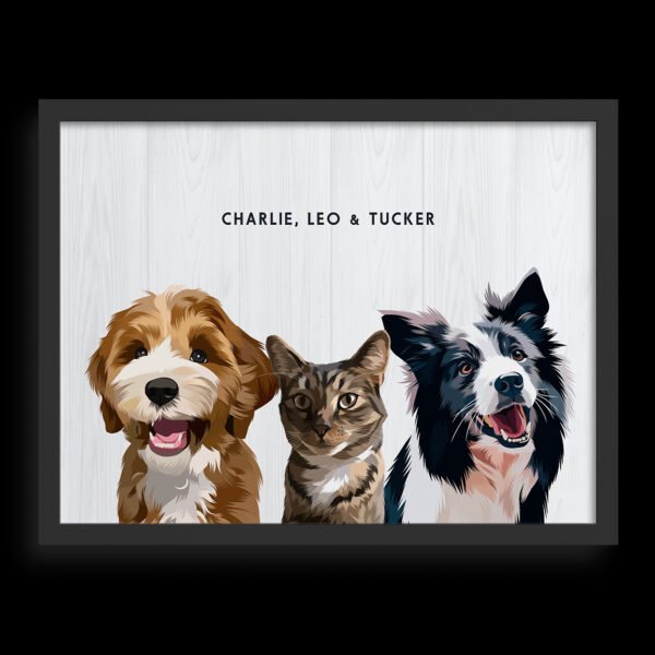 Custom Three Pet Portrait