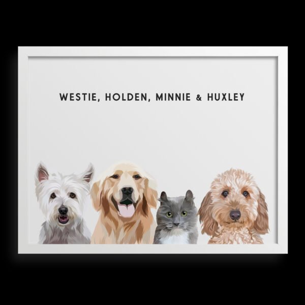 Custom Four Pet Portrait