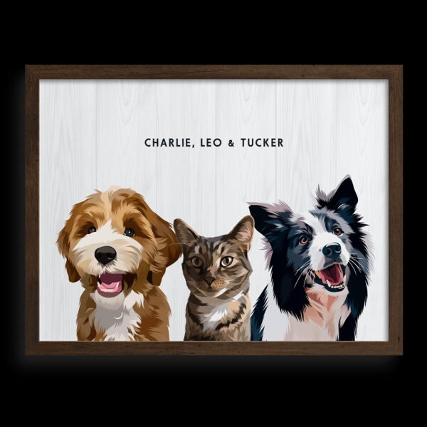 Custom Three Pet Portrait
