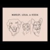 Custom Three Pet Line Drawing Portrait