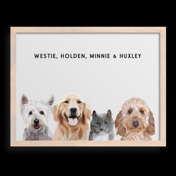 Custom Four Pet Portrait