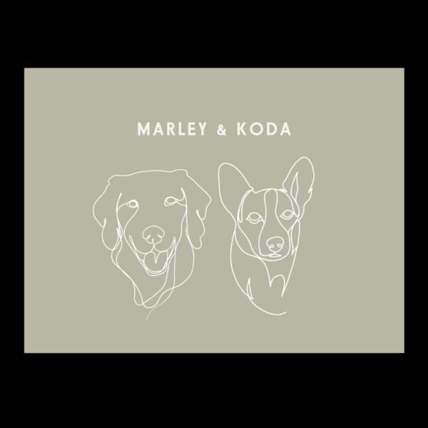 Custom Two Pet Line Drawing Portrait