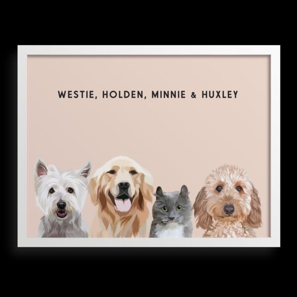 Custom Four Pet Portrait