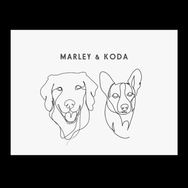 Custom Two Pet Line Drawing Portrait