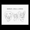 Custom Three Pet Line Drawing Portrait