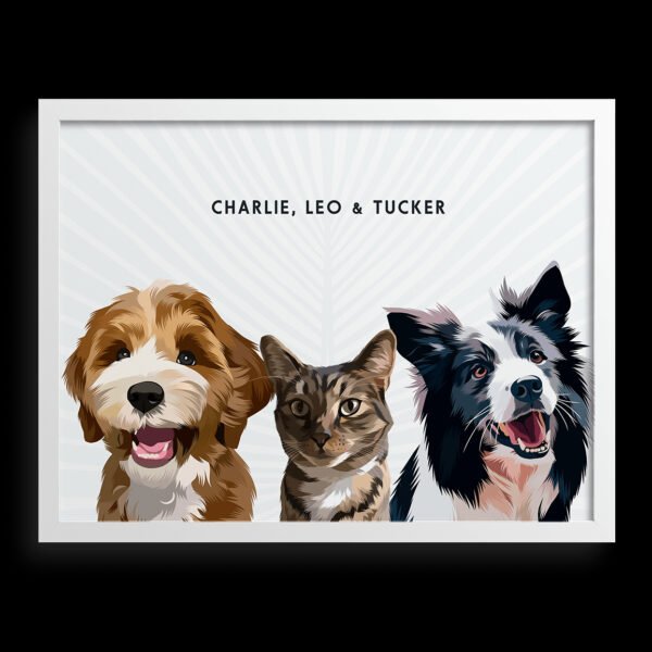 Custom Three Pet Portrait
