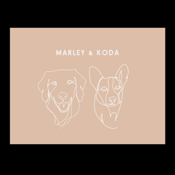 Custom Two Pet Line Drawing Portrait