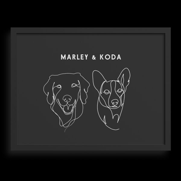 Custom Two Pet Line Drawing Portrait