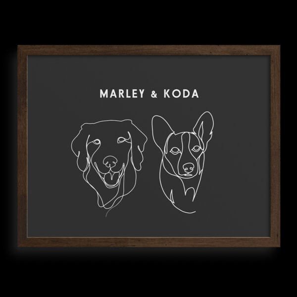 Custom Two Pet Line Drawing Portrait