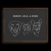 Custom Three Pet Line Drawing Portrait