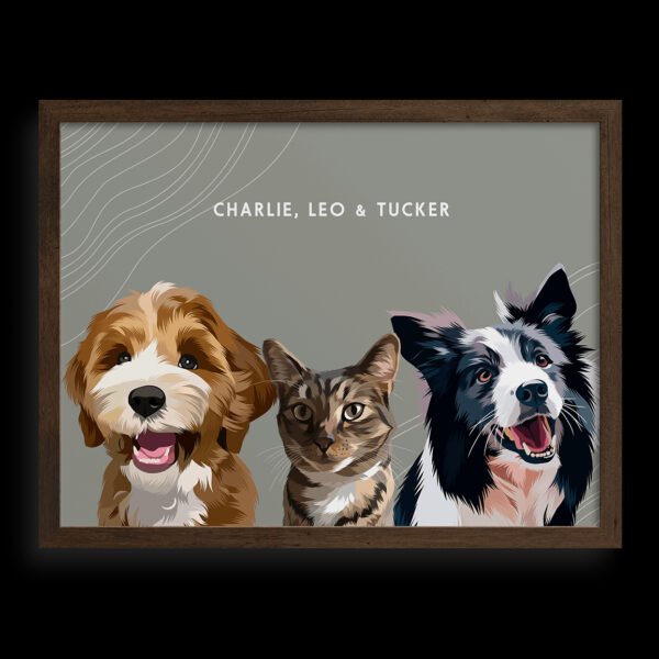 Custom Three Pet Portrait