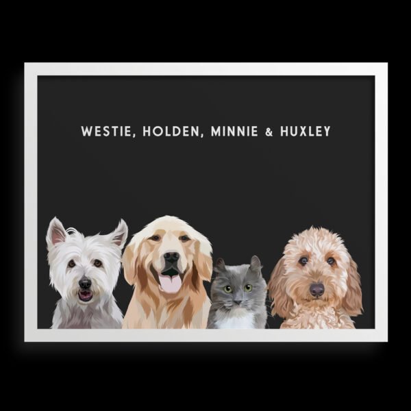 Custom Four Pet Portrait