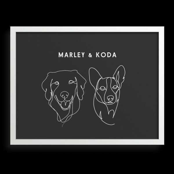 Custom Two Pet Line Drawing Portrait
