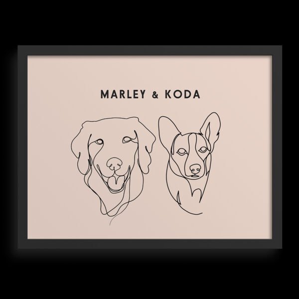 Custom Two Pet Line Drawing Portrait