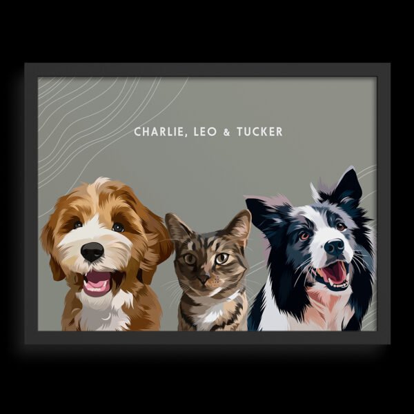 Custom Three Pet Portrait