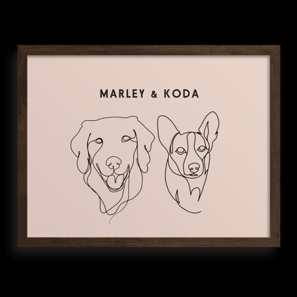 Custom Two Pet Line Drawing Portrait