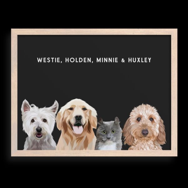 Custom Four Pet Portrait