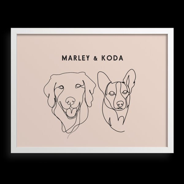 Custom Two Pet Line Drawing Portrait
