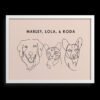 Custom Three Pet Line Drawing Portrait