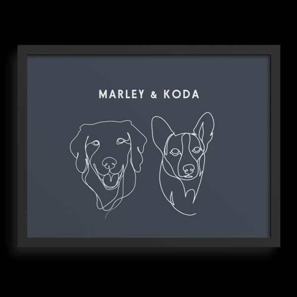 Custom Two Pet Line Drawing Portrait