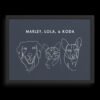 Custom Three Pet Line Drawing Portrait