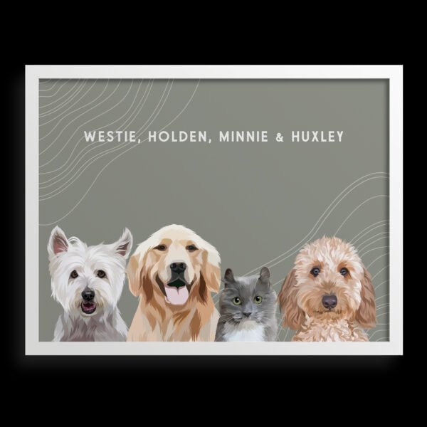 Custom Four Pet Portrait