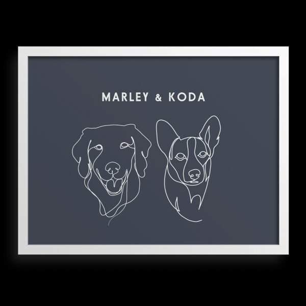 Custom Two Pet Line Drawing Portrait