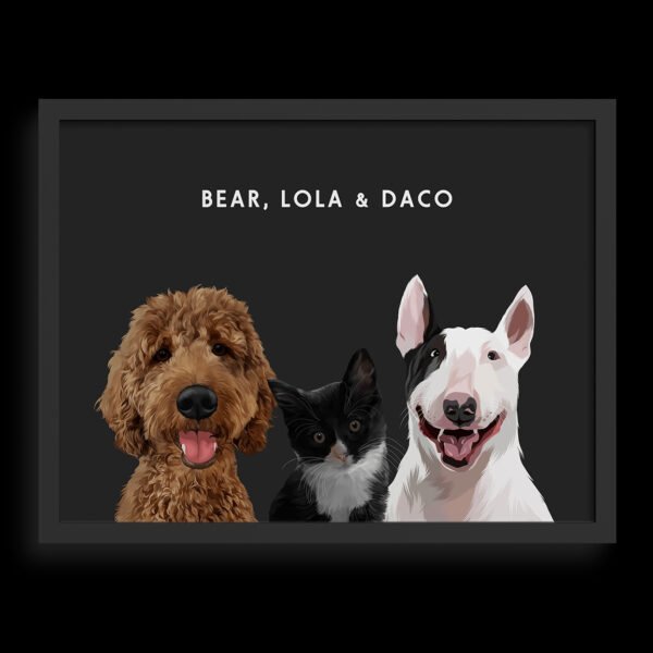 Custom Three Pet Portrait