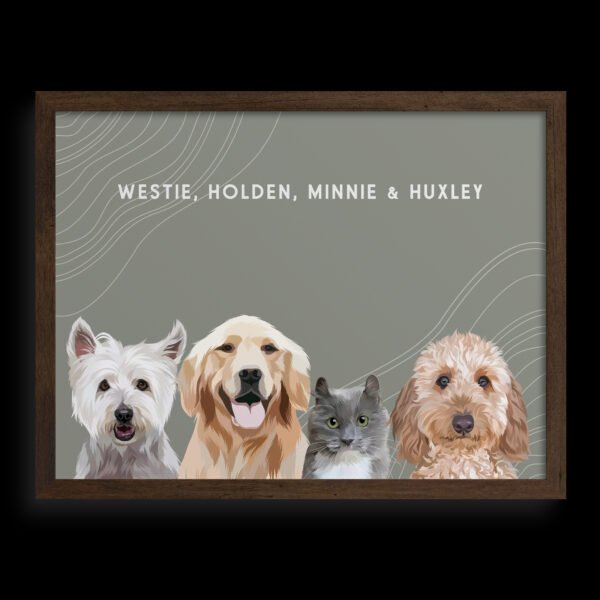 Custom Four Pet Portrait