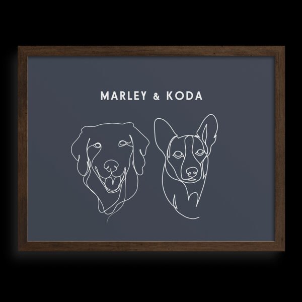 Custom Two Pet Line Drawing Portrait
