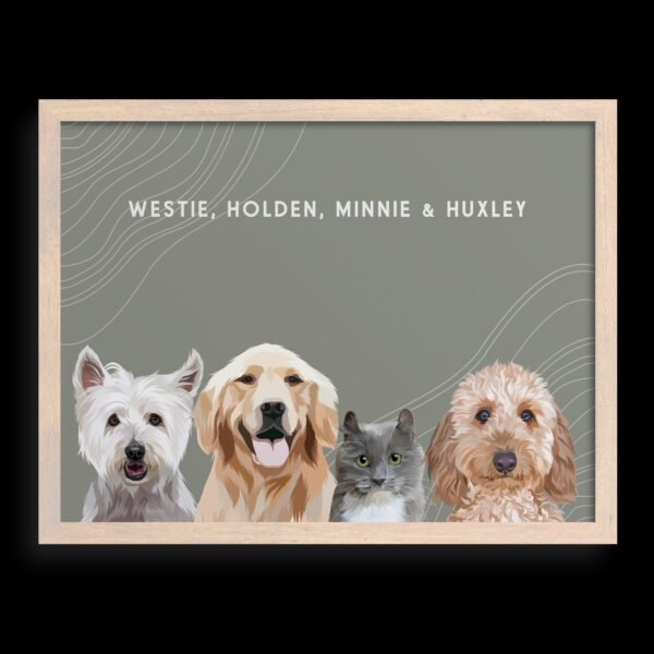 Custom Four Pet Portrait