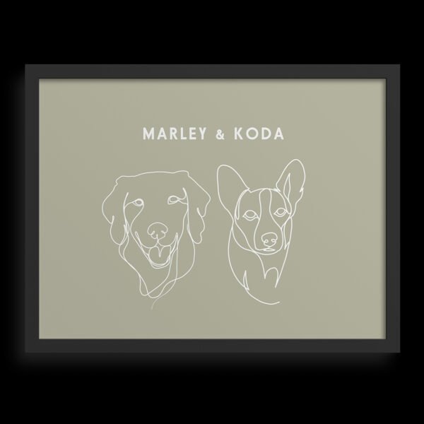 Custom Two Pet Line Drawing Portrait