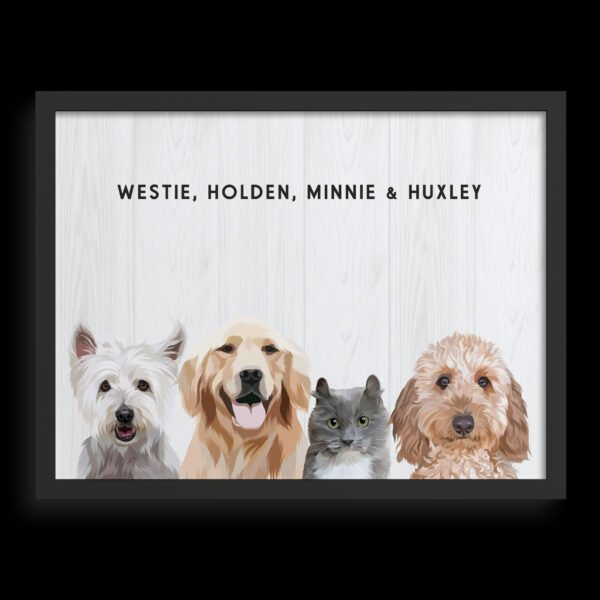 Custom Four Pet Portrait