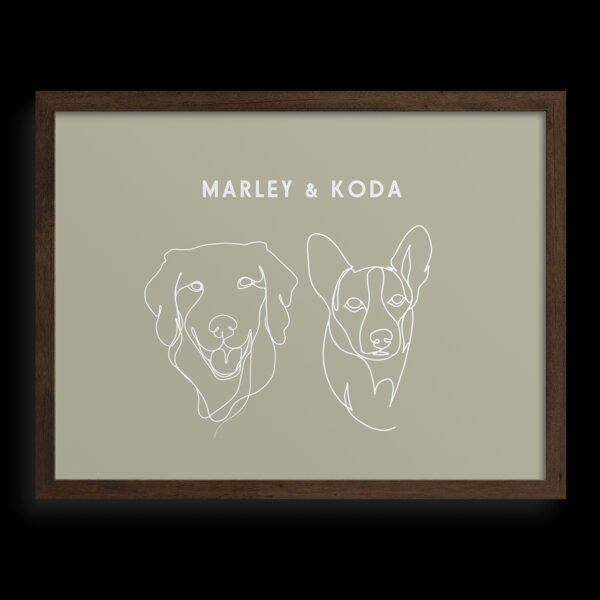 Custom Two Pet Line Drawing Portrait