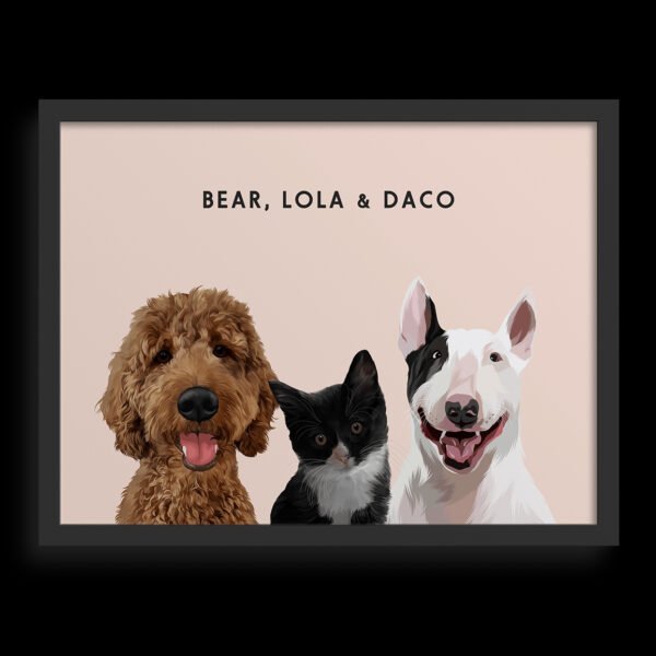 Custom Three Pet Portrait