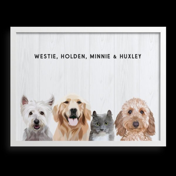 Custom Four Pet Portrait