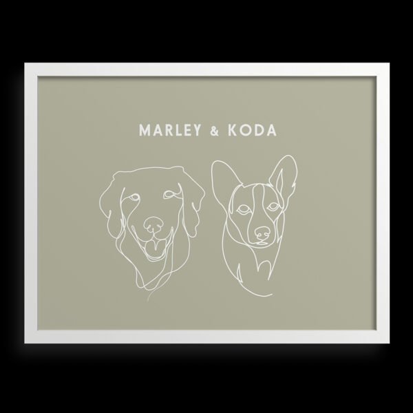 Custom Two Pet Line Drawing Portrait