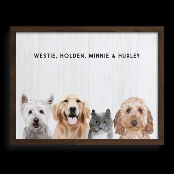 Custom Four Pet Portrait
