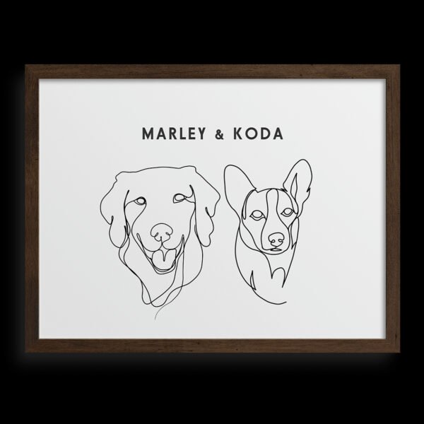 Custom Two Pet Line Drawing Portrait