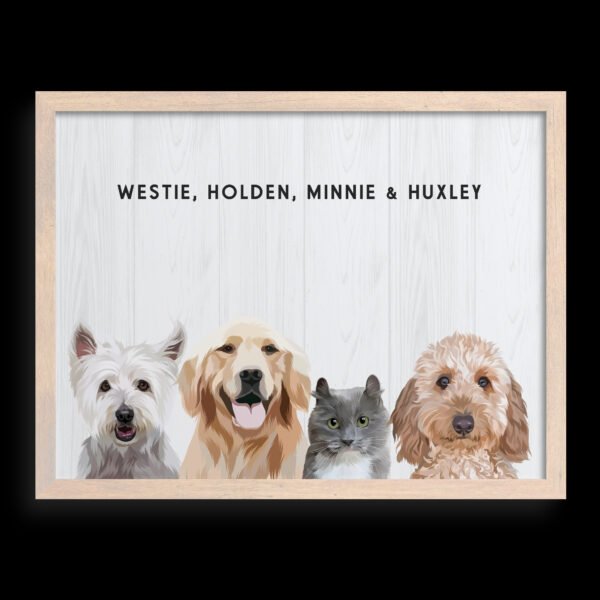 Custom Four Pet Portrait