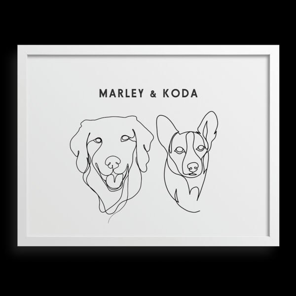 Custom Two Pet Line Drawing Portrait
