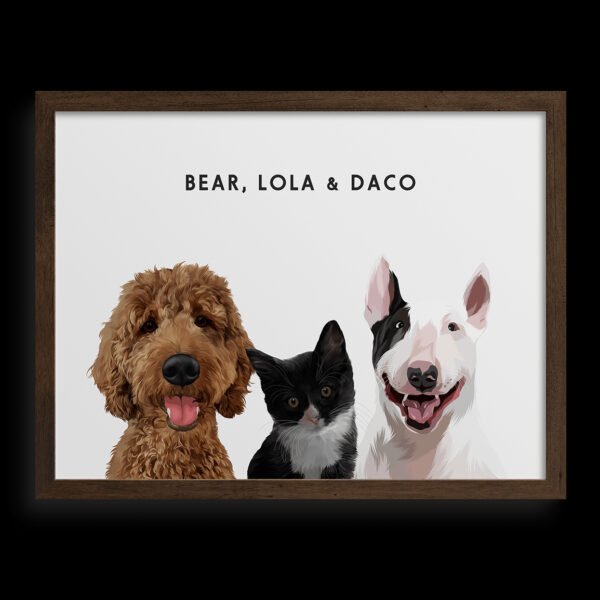 Custom Three Pet Portrait