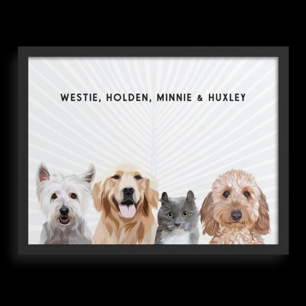 Custom Four Pet Portrait
