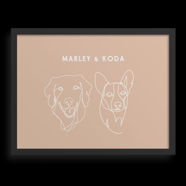 Custom Two Pet Line Drawing Portrait