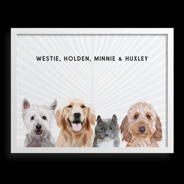 Custom Four Pet Portrait