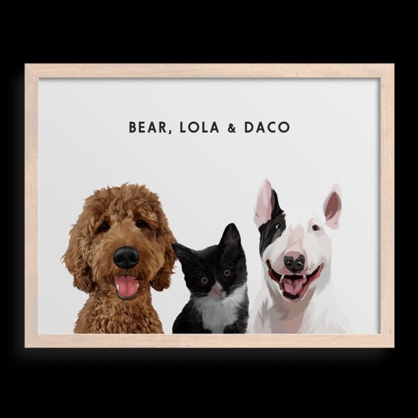 Custom Three Pet Portrait