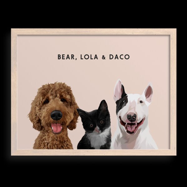Custom Three Pet Portrait